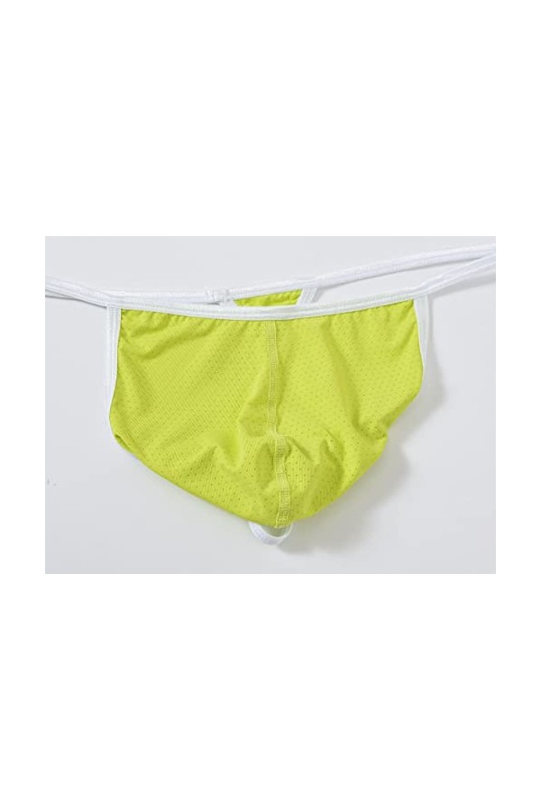 BIATWOWR String sexy pour homme avec design en maille, taille basse, grande poche sans étiquette G-String bikini dos en T, 2 