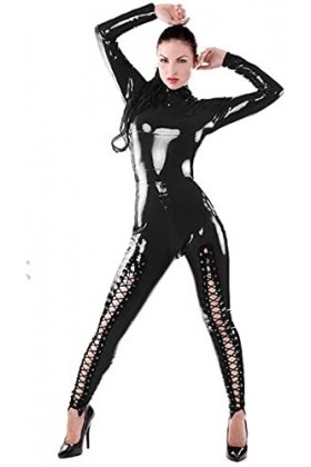 - Śéx Tøyš Ġøđëmịché Femmes S Look Humide Combinaison Tether Faux Cuir Catsuit Zipper Sexy Clubwear High Shine Long Longue Lo