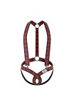 Moorun Sissy Ensemble de lingerie pour homme avec harnais, string et string, Rouge, S