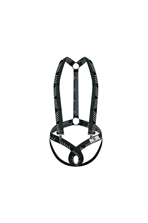 Moorun Sissy Ensemble de lingerie pour homme avec harnais, string et string, Rouge, S