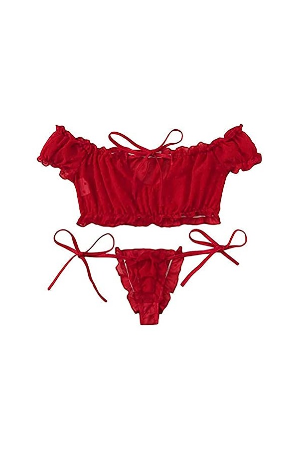 Générique Bodys Lingerie Sexy Femmes Hors Épaule Sous-Vêtements Sexy Sexe Sexy Costumes Babydoll Langerie Ensemble Noir L 