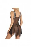 Robe de Nuit Transparente pour Femmes sous-vêtements Sexy Nuisette Chemise de Nuit Noir 3XL 