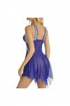 Générique Robe de Nuit Transparente pour Femmes sous-vêtements Sexy Nuisette Chemise de Nuit Bleu XXL 