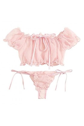 Bodys Lingerie Sexy Femmes Hors Épaule Sous-Vêtements Sexy Sexe Sexy Costumes Babydoll Langerie Ensemble Rose XL 