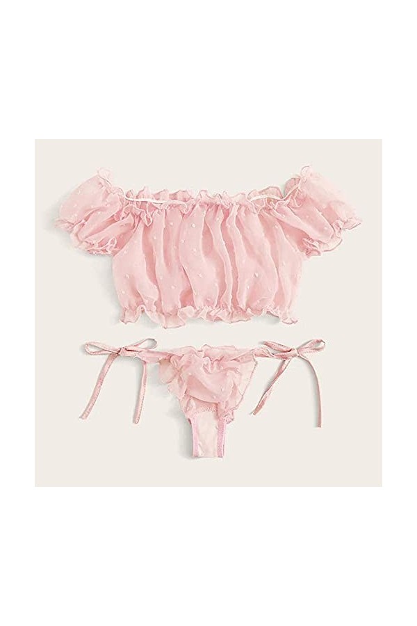 Bodys Lingerie Sexy Femmes Hors Épaule Sous-Vêtements Sexy Sexe Sexy Costumes Babydoll Langerie Ensemble Rose S 