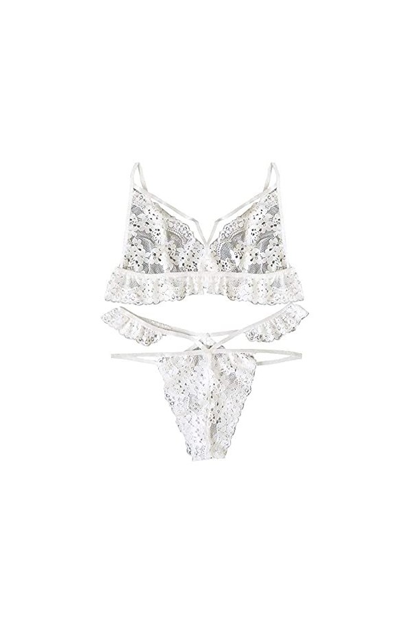 Générique Femmes Lingerie Sexy Soutien-Gorge sous-Vêtements Sexy Vêtements de Nuit Babydoll Costumes Blanc L 