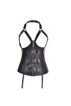 Lingerie sexy Queen Fan en cuir dos nu avec boucle de mot japonais sculptant la poitrine en métal Punk Corset taille ventre c