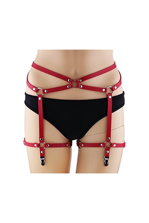 Punk Jarretière Gothique Punk Style Body Line Taille Ceinture Leg Loop One Nightclub Show Sexy Leather Leg Belt Accessoires v