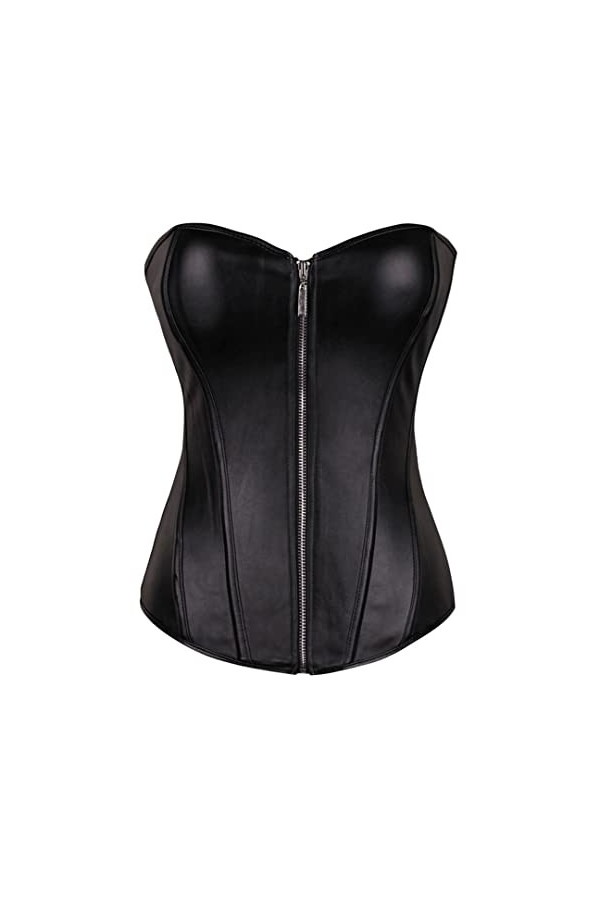 Bustier bustier push-up en similicuir avec string Noir