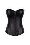 Bustier bustier push-up en similicuir avec string Noir