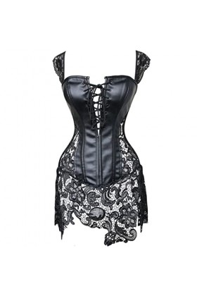 Bustier sexy en cuir steampunk avec baleines en acier pour femme