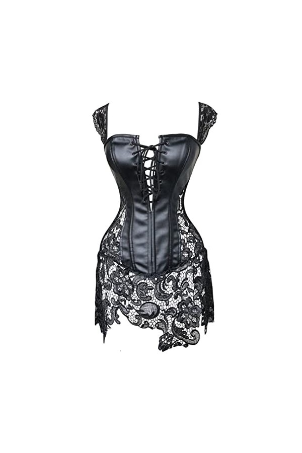 Bustier sexy en cuir steampunk avec baleines en acier pour femme