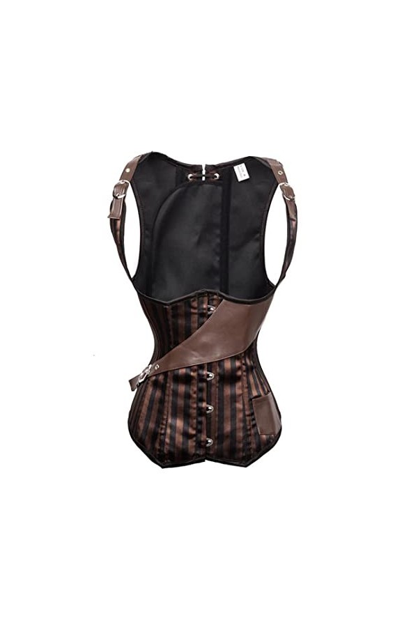 Bustier sexy en cuir steampunk avec baleines en acier pour femme