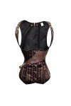 Bustier sexy en cuir steampunk avec baleines en acier pour femme