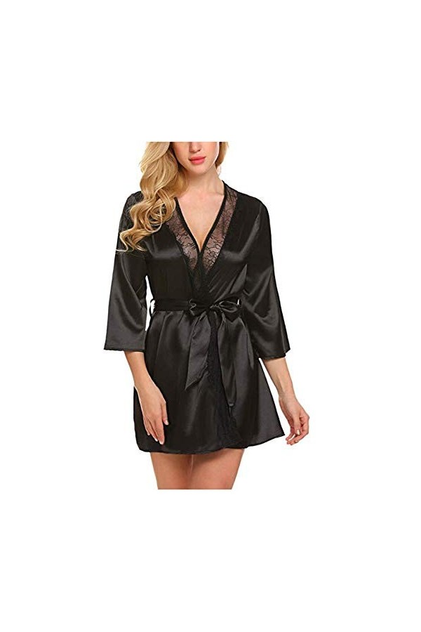 NBCSVHGPWMR Lingerie Sexy Femme Chemise De Nuit Sexy Robe De Pyjama Vêtements De Nuit en Dentelle Kimono Translucide Peignoir