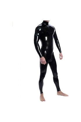 IQOAIJ Hommes Bobysuit PVC Cuir Verni Brillant pour Complet Corps Sexy Latex Serré GlissièRe Combinaison VêTements Caoutchouc
