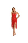 WDZOWU Lingerie Femme Sexy Split Robe Longue-Red_5XL