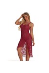 WDZOWU Lingerie Femme Sexy Split Robe Longue-Red_5XL