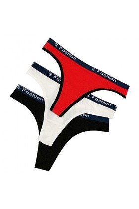 catch-L String Slips Sexy Culotte en Coton Femme, Lot De 6, Taille Basse G-String T-Back Color:F-6Pack,Size:XL 