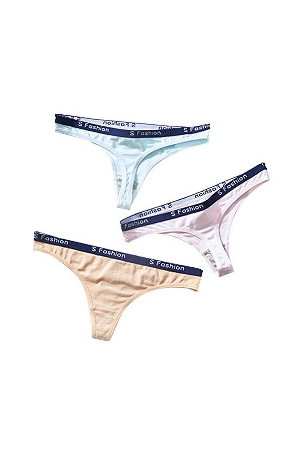 catch-L String Slips Sexy Culotte en Coton Femme, Lot De 6, Taille Basse G-String T-Back Color:F-6Pack,Size:XL 