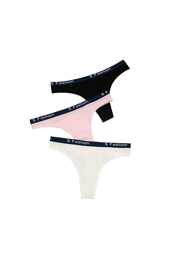 catch-L String Slips Sexy Culotte en Coton Femme, Lot De 6, Taille Basse G-String T-Back Color:F-6Pack,Size:XL 