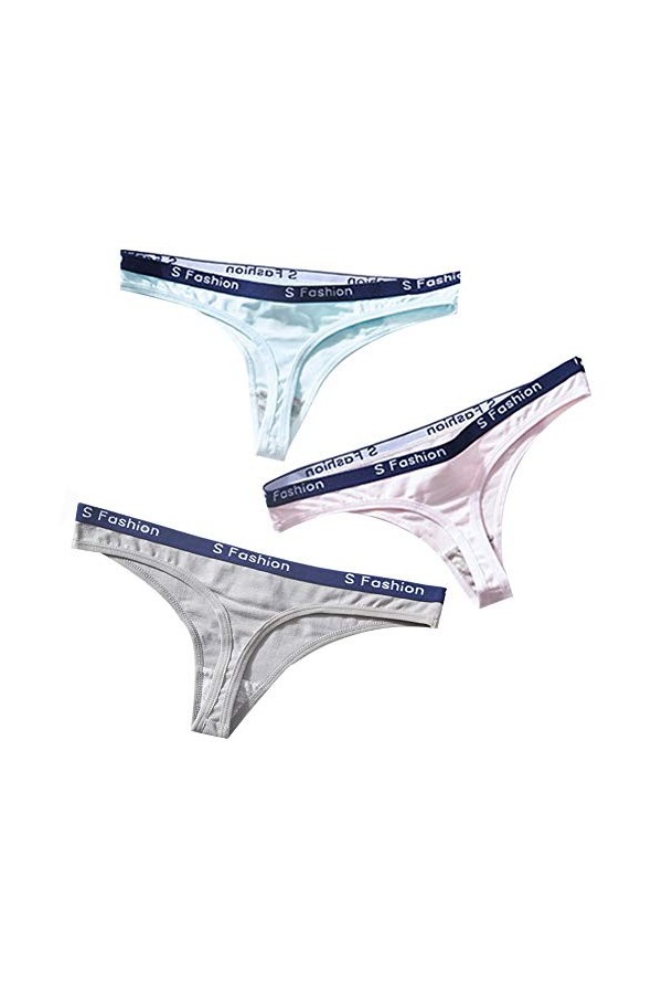 catch-L String Slips Sexy Culotte en Coton Femme, Lot De 6, Taille Basse G-String T-Back Color:F-6Pack,Size:XL 