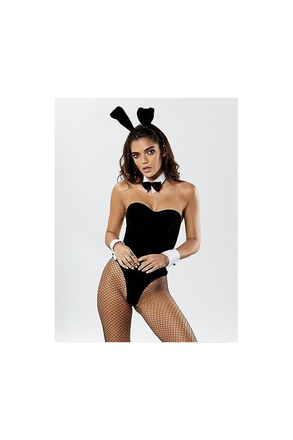 Ann Summers - Tenue de lapin smoking, costume dHalloween en velours pour adulte, tenue de lapin avec oreilles de lapin et qu