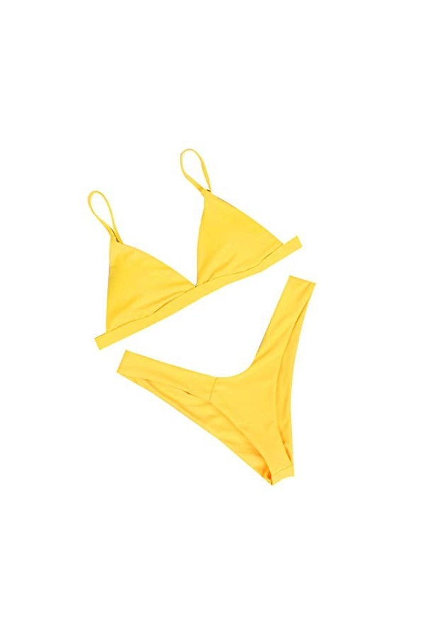 Déguisements Adultes Bikini Sexy Couleur Unie Camisole réglable Boucle arrière Poitrine Poitrine Pad Maillot de Bain Bikini M