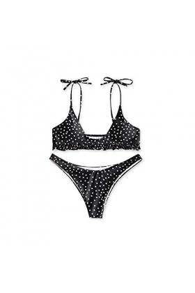 Érotisme Sexe et sensualité Bikini Sexy Point de Vagues Volants Maillots de Bain Bikini élastique réglable Dames-Black_M