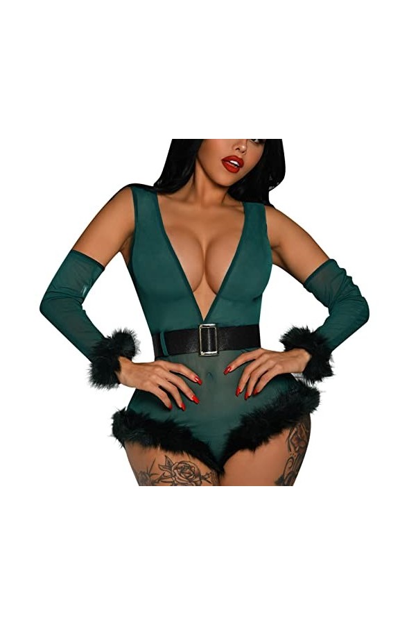 Lingerie Sexy pour Femme - Lingerie dimitation - Pyjama Sexy - Soutien-Gorge modelant Le Corps - Lingerie pour Femme Vert L
