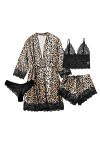SUNMME Peignoir Robe Pyjama Léopard Sexy Plus Femmes Satin Soie Lingerie Vêtements De Nuit Taille Freaky Sexy Lingerie pour F