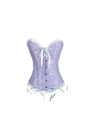 Rfmfkkg Corset sexy à lacets pour femme - Sans manches, bleu, S