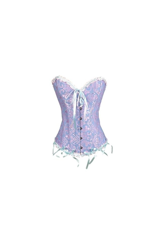 Rfmfkkg Corset sexy à lacets pour femme - Sans manches, bleu, S