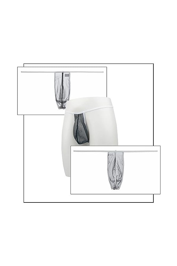 BIATWOWR String sexy taille basse pour homme avec grande poche en maille transparente avec dos en T, 2*Multi 03, M