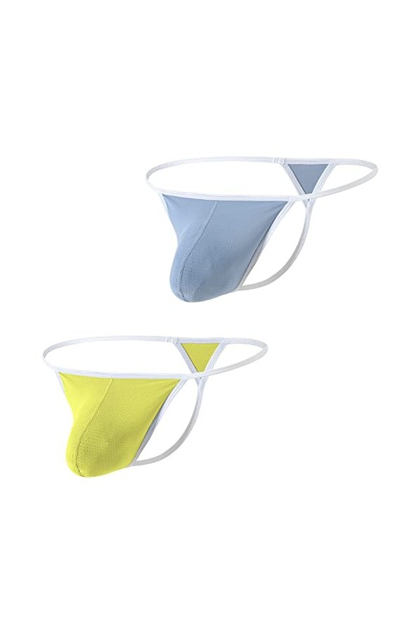 BIATWOWR String sexy pour homme - String taille basse - Dos en T, 2 x Multi 01, M