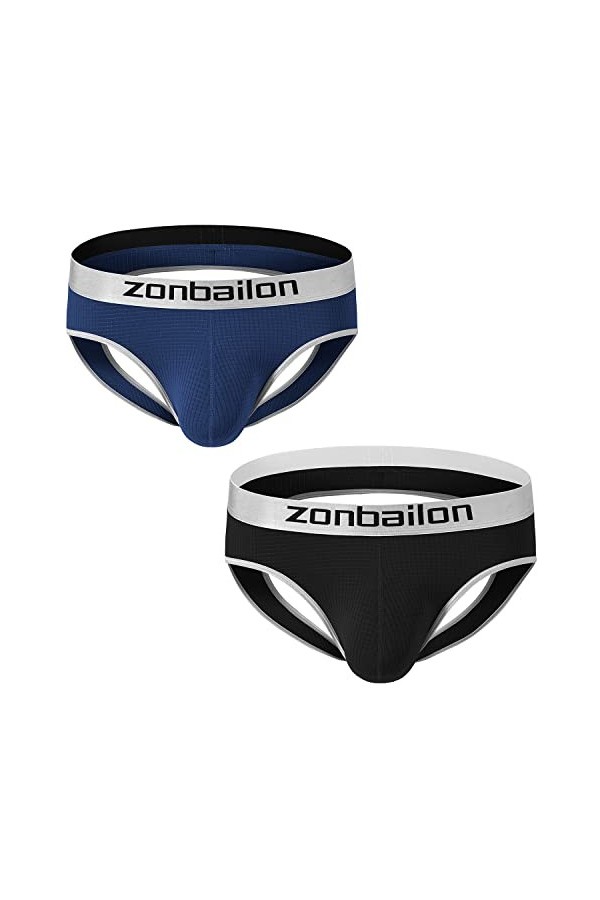 BIATWOWR String sexy pour homme avec bretelles en maille douce sans étiquette Tailles M L XL 2XL, 2*Multi 02, XXL