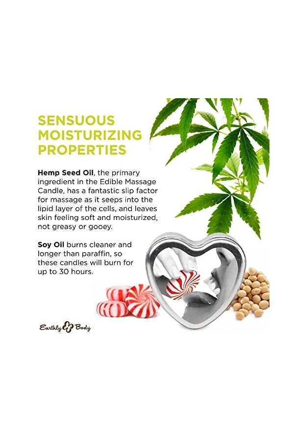 Earthly Body mintastic 3&nbsp;en 1&nbsp;Bougie de Massage Comestible coeur