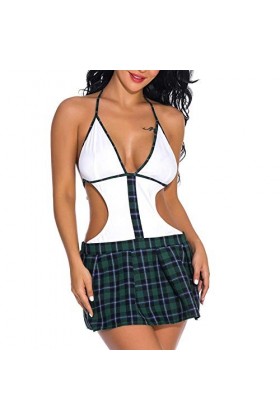 UDRJU Érotisme Sexe Et Sensualité Robe Plissée Cosplay Jeunes Étudiants Lingerie Sexy Uniformes-Vert-M