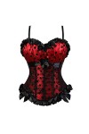 TTCI-RR Bustiers et Corsets Sexy Imprimer Dot Dentelle Corset Haut Sangle Spaghetti Bustiers Rouge/Rose Fermeture à glissière