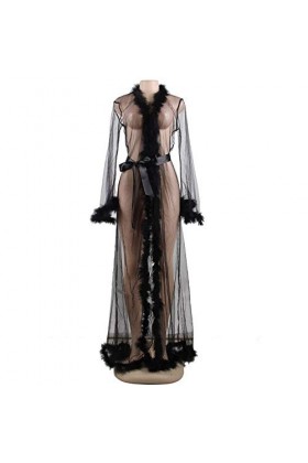 sous-vêtements créatifs Grande Taille sous-vêtements Confortable Sexy Plumin Plumin Cardigan à Manches Longues Longue Nuit de