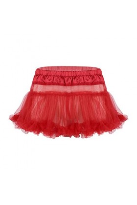 Senmiao-Vêtements Crossdressing Jupe Sissy Hommes Satin Ceinture élastique Souple volantée Tulle Layered Court Mini Jupe Tutu