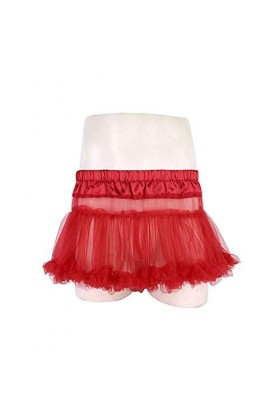 Senmiao-Vêtements Crossdressing Jupe Sissy Hommes Satin Ceinture élastique Souple volantée Tulle Layered Court Mini Jupe Tutu