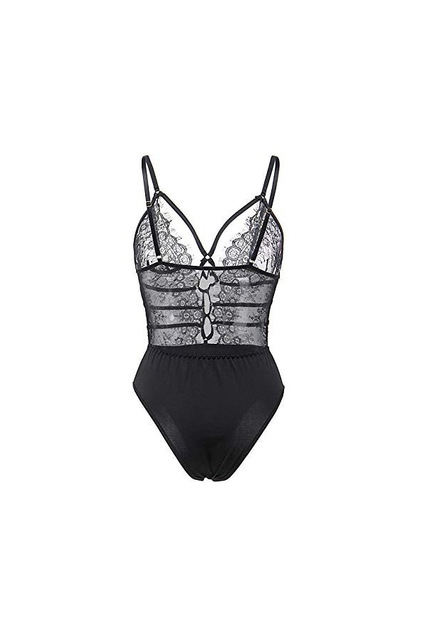 Lingerie Sexynuisettes Sexy Femme Body en Dentelle Blanche sans Manches Une Pièce Costumes De Corps Salopette Sexy pour Femme