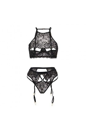GWSFQ Lingerie Sexy pour Les Femmes Ensemble De Jarretièreérotisme Sexe Et Sensualité Halter Jarretière Ensemble De Lingerie 