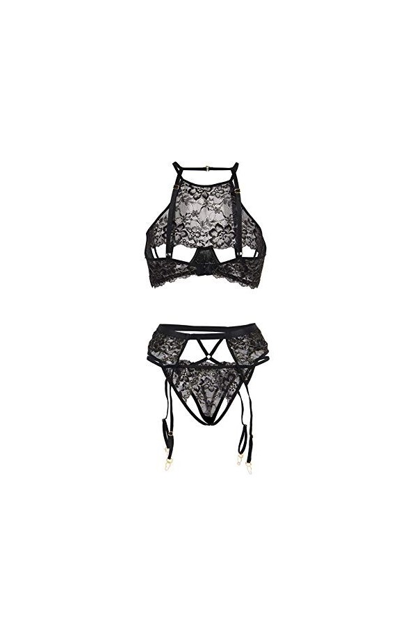 GWSFQ Lingerie Sexy pour Les Femmes Ensemble De Jarretièreérotisme Sexe Et Sensualité Halter Jarretière Ensemble De Lingerie 