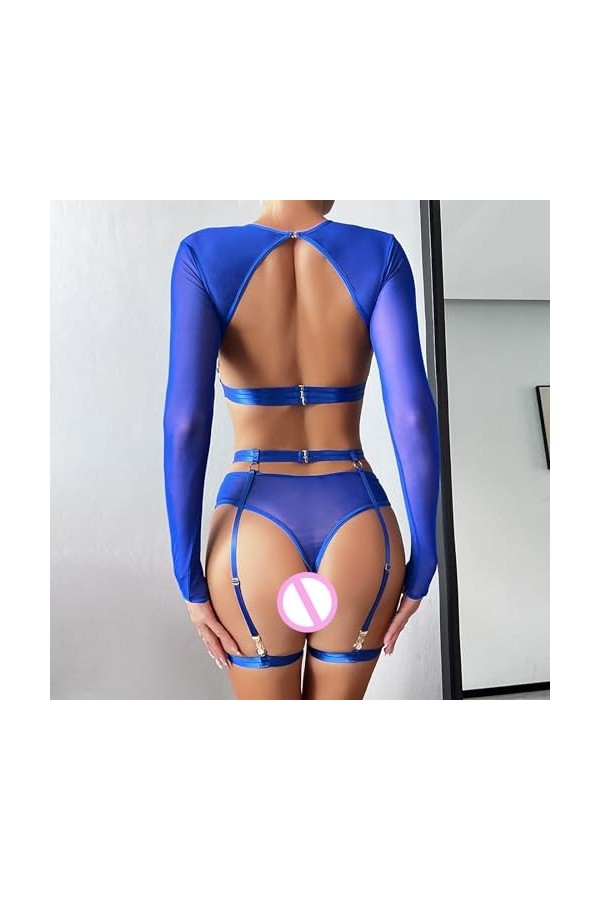 DAGIN Lingerie pour Femme en Dentelle Nuisette Nuisette Sexy Exotique Chemise de Nuit Dos Nu en Maille Transparente Color : 