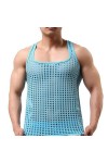 PIYAX Hommes Gilet Sexy Lingeries Maille Chemises Transparentes à Manches Courtes discothèque Pure Hauts Chemise Costume File