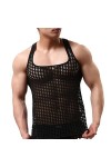 PIYAX Hommes Gilet Sexy Lingeries Maille Chemises Transparentes à Manches Courtes discothèque Pure Hauts Chemise Costume File