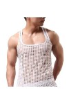 PIYAX Hommes Gilet Sexy Lingeries Maille Chemises Transparentes à Manches Courtes discothèque Pure Hauts Chemise Costume File