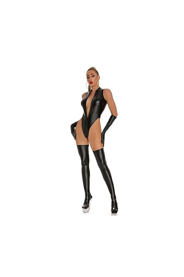 ZTIANEF Déguisements Adultes Costumes Sexy Femme Body Femme + Gants + Bas Lingerie Sexy Coupe Haute Collants Sexy One Piece S